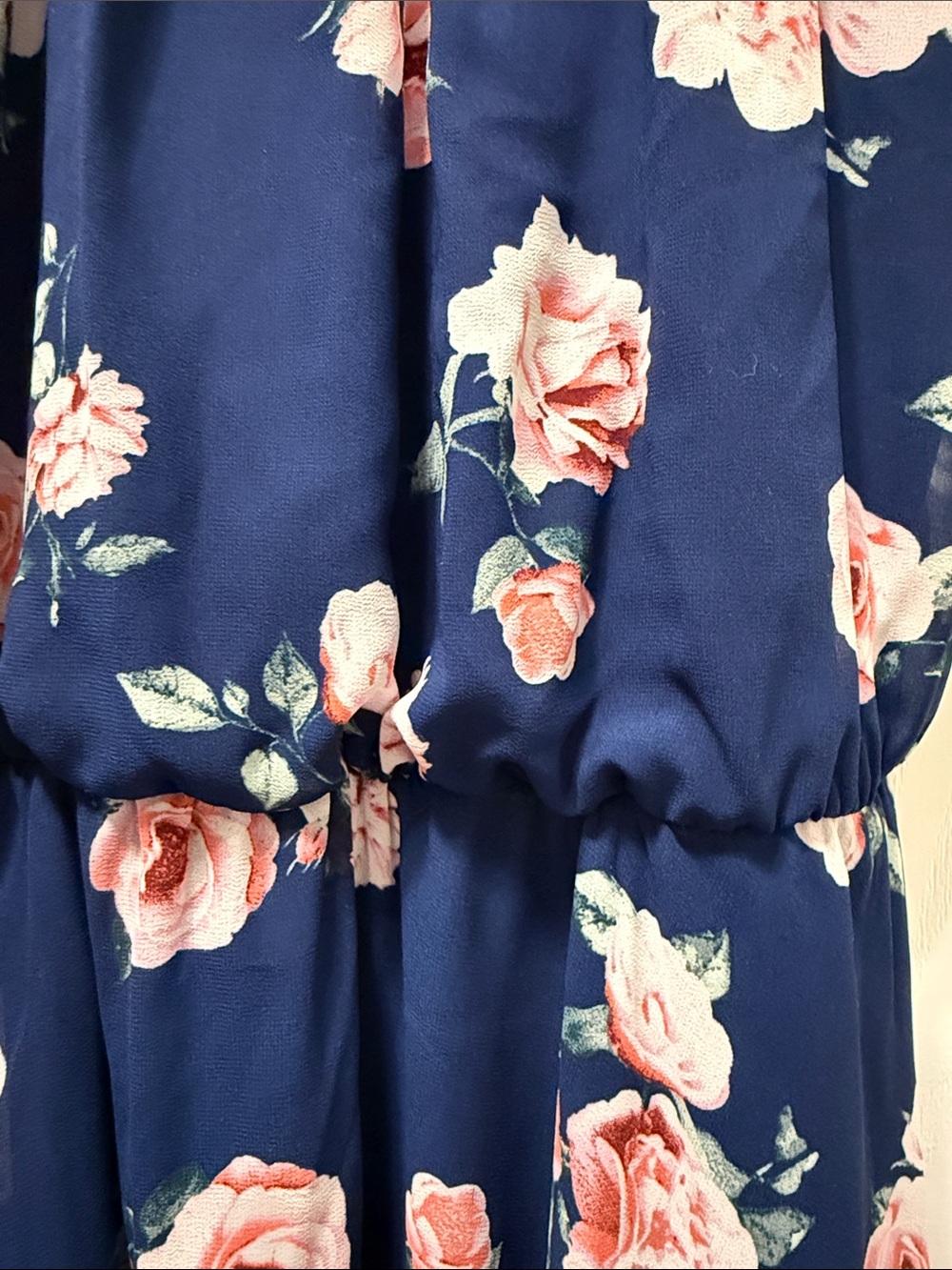 Blue Rain Navy Floral Midi Dress with Pink Rose Print - Picture 2 of 5